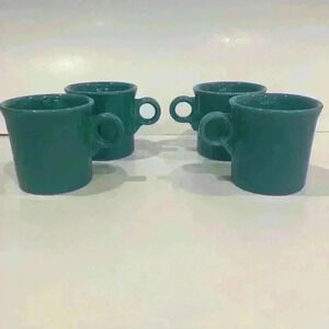 Fiesta Teal Ring Handle Mugs (4)